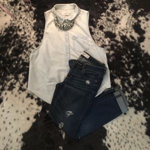 Abercrombie and Fitch Sleeveless Chambray Shirt